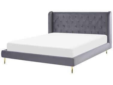 Bed Velvet FORBACH 180 x 200 cm (EU Super King) Grey