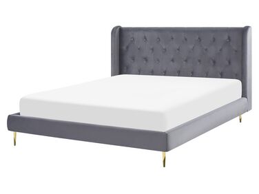 Bed Velvet FORBACH 160 x 200 cm (EU King Size) Grey