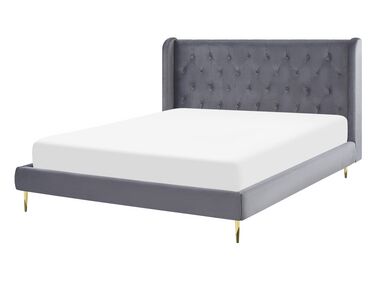 Bed Velvet FORBACH 140 x 200 cm (EU Double) Grey
