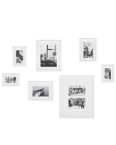 Set of 7 Photo Frames ZINARE Urban Motif White