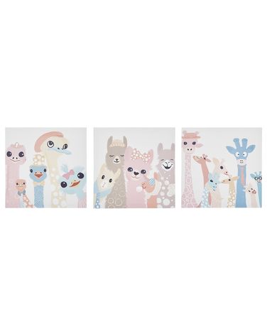 Set of 3 Canvases TILLIA Animal Motif 30 x 30 cm Multicolour