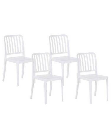 Set of 4 Garden Chairs SERSALE Synthetic Material White