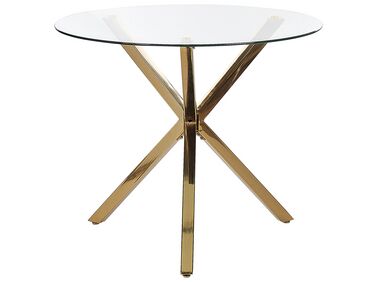 Table de repas SAVONI Doré 90 cm 90 cm Verre de sécurité