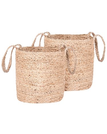 Set of 2 Baskets KAELLA Jute Sand Beige