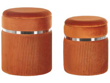 Set van 2 opbergpoefs CAMDENTON Fluweel Oranje