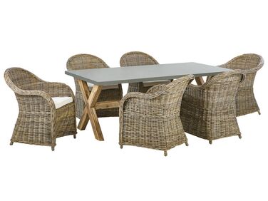 Tuinset 6-zits SUSUA/OLBIA met kussens Beton Lichtbruin