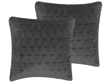 Set van 2 sierkussens LALAM Katoen 45 x 45 cm Grijs geometrisch patroon