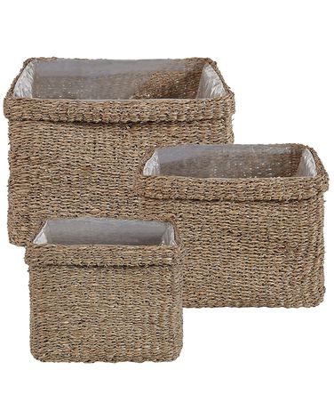 Set of 3 Plant Pots RIVULINE Seagrass 23/27/30 cm Natural