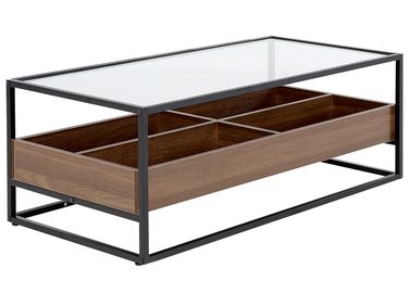 Table basse WACO Verre de sécurité Noir avec rangement