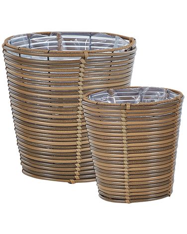 Set van 2 bloempotten SARTI PE rotan 24/31 cm Bruin