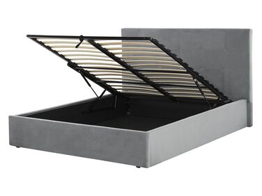 Ottoman Bed Velvet LORIENT 140 x 200 cm (EU Double) Light Grey