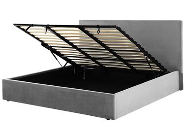 Ottoman Bed Velvet LORIENT 180 x 200 cm (EU Super King) Light Grey