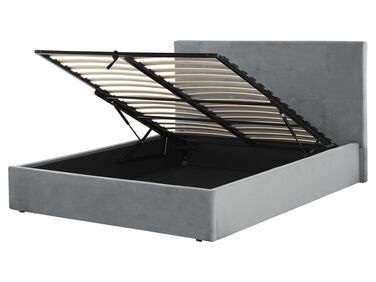 Ottoman Bed Velvet LORIENT 160 x 200 cm (EU King Size) Light Grey