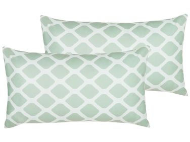 Set of 2 Outdoor Cushions KALAMOS Geometric Pattern 40 x 70 cm Mint Green
