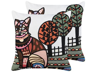 Set van 2 sierkussens MEHSANA Katoen 50 x 50 cm Meerkleurig dierenprint