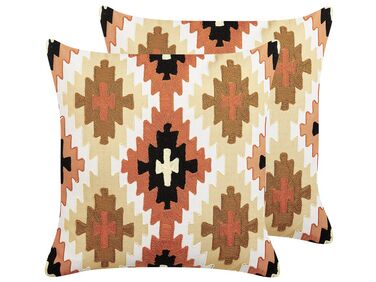 Set van 2 sierkussens SERAMPORE Katoen 50 x 50 cm Meerkleurig geometrisch patroon