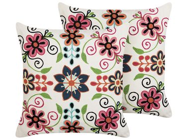 Set van 2 sierkussens BAHRAICH Katoen 50 x 50 cm Meerkleurig bloempatroon