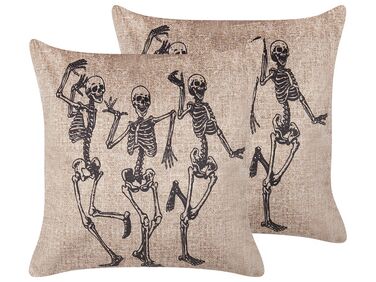 Set van 2 sierkussens MORTESTI Fluweel 45 x 45 cm Lichtbeige abstract patroon