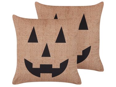 Set van 2 sierkussens SEBES Fluweel 45 x 45 cm Beige abstract patroon