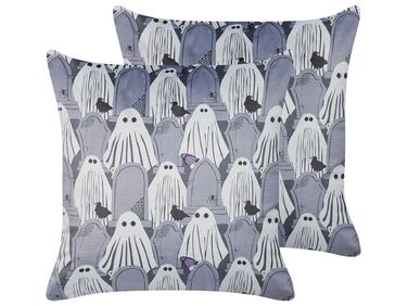 Set van 2 sierkussens FANATE Fluweel 45 x 45 cm Grijs abstract patroon