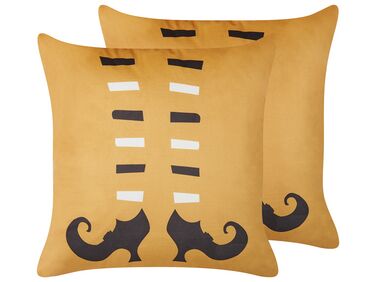 Set van 2 sierkussens COVASNA Fluweel 45 x 45 cm Oranje abstract patroon