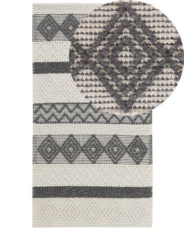 Vloerkleed DAVUTLAR Lichtbeige 80 x 150 cm Wol