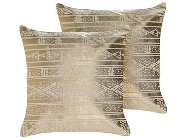 Set van 2 sierkussens OUJDA Katoen 50 x 50 cm Goud geometrisch patroon