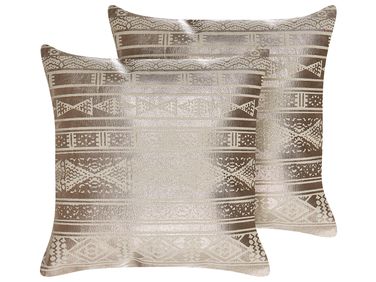 Set van 2 sierkussens OUJDA Katoen 50 x 50 cm Roségoud geometrisch patroon