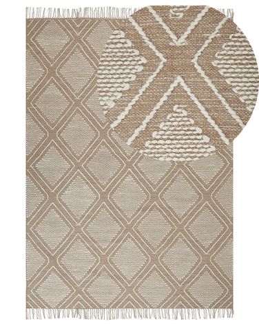 Vloerkleed KACEM Beige 140 x 200 cm Katoen