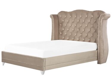 Bed Fluweel AYETTE 180 x 200 cm Taupe