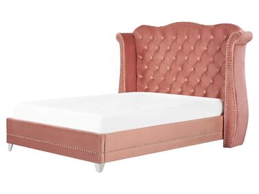 Bed Fluweel AYETTE 160 x 200 cm Roze