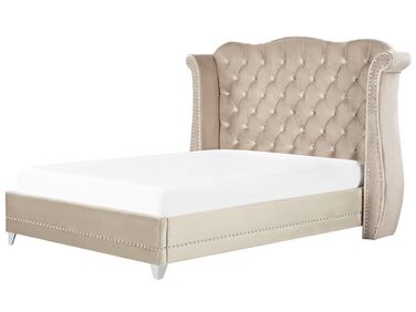 Bed Fluweel AYETTE 180 x 200 cm Beige