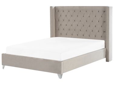 Bed Fluweel LUBBON 180 x 200 cm Lichtgrijs