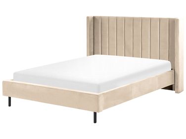 Bed Velvet VILLETTE 140 x 200 cm (EU Double) Beige