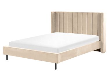 Bed Velvet VILLETTE 160 x 200 cm (EU King Size) Beige