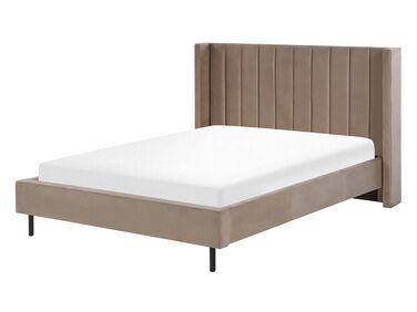 Bed Velvet VILLETTE 140 x 200 cm (EU Double) Taupe