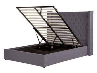 Ottoman Bed Velvet LUBBON 140 x 200 cm (EU Double) Grey