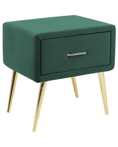 Table de nuit à 1 tiroir FLAYAT Velours Vert émeraude