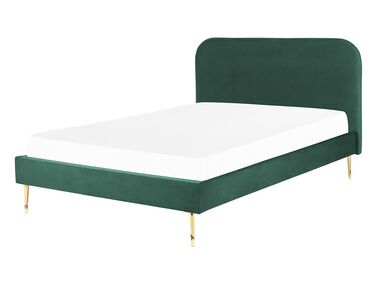 Bed Fluweel FLAYAT 140 x 200 cm Smaragdgroen