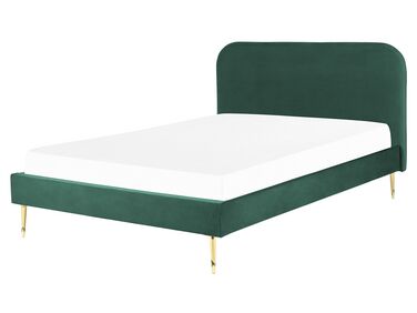 Bed Velvet FLAYAT 160 x 200 cm (EU King Size) Emerald Green