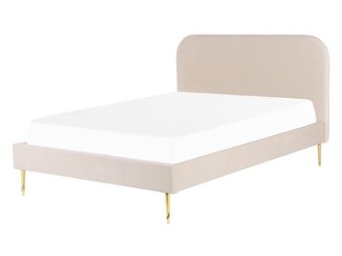 Bed Fluweel FLAYAT 140 x 200 cm Lichtbeige