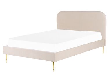 Bed Fluweel FLAYAT 160 x 200 cm Lichtbeige