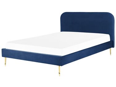 Bed Fluweel FLAYAT 180 x 200 cm Marineblauw