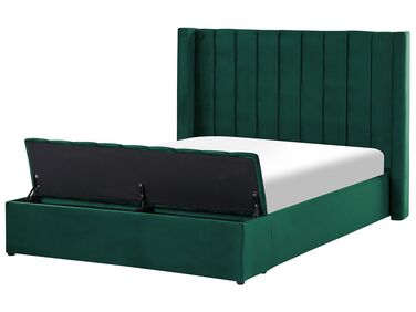 Bed with Storage Bench Velvet NOYERS 140 x 200 cm (EU Double) Emerald Green