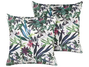 Set van 2 sierkussens GASTERIA Fluweel 45 x 45 cm Groen bladpatroon