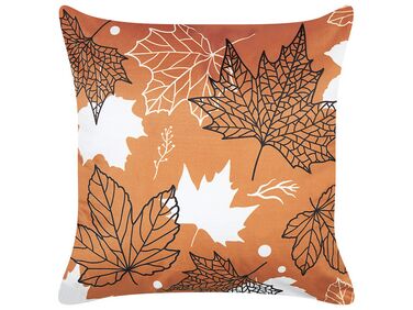 Throw Cushion POINSETTIA Velvet 45 x 45 cm Orange Plant Pattern