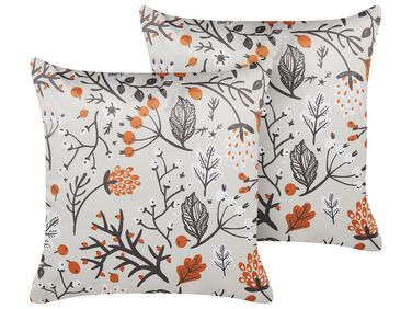 Set of 2 Decorative Cushions MONTBRETIA Velvet 45 x 45 cm Multicolour Plant Pattern