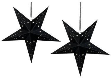 Set of 2 Hanging Decorations LED MOTTI Star 60 cm Black