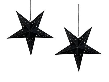 Set of 2 Hanging Decorations LED MOTTI Star 45 cm Black