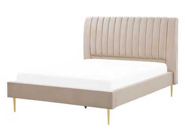 Bed Velvet MARVILLE 140 x 200 cm (EU Double) Sand Beige